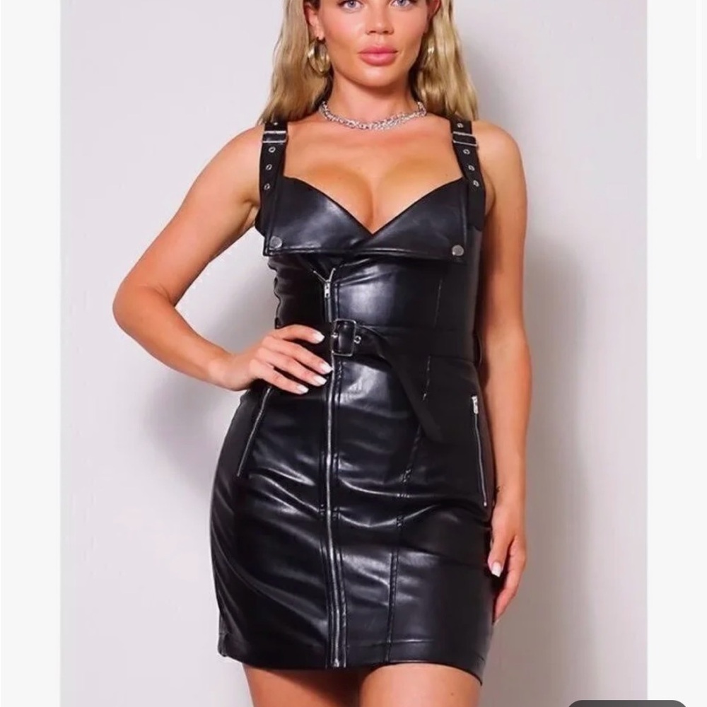 Cefian Black Leather Dress